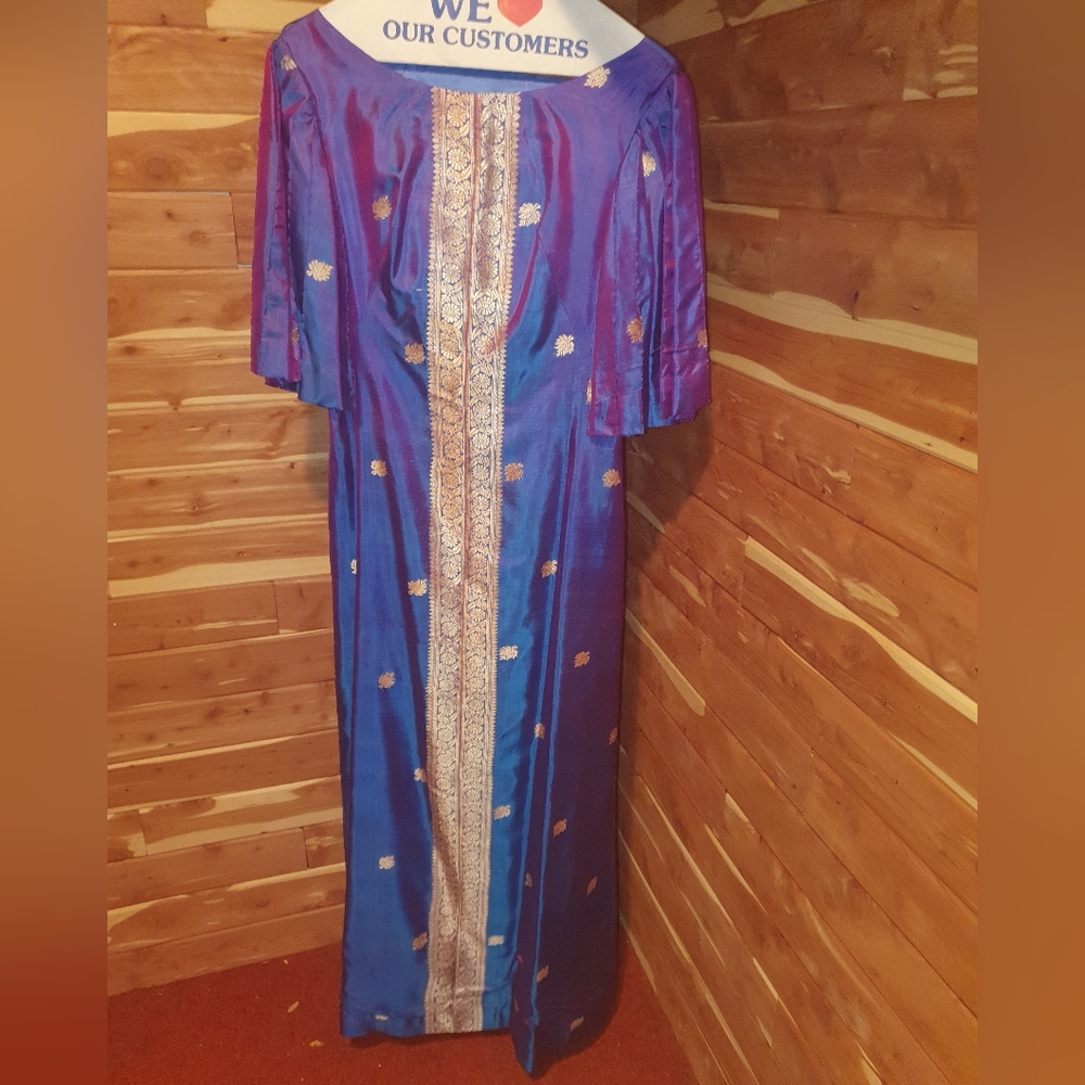 Vintage 60s Blue Silk Women's Dress